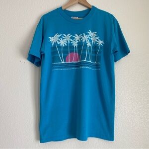 Vintage Hawaii sunset printed t-shirt, blue, L